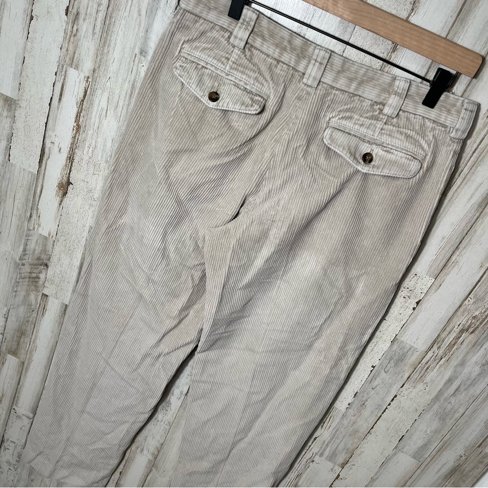 Vintage 80s L.L. Bean Men's Corduroy Pants Cream Beige Faded Mens Size 33 x 31